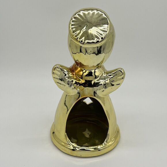 Vintage Praying Angel Candle Holder 6.5” Figurines Set of 2 Gold & Silver Tone - Picture 9 of 16